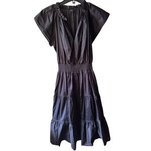 NWOT Rails Black Pleated Midi Sundress with Cap Sleeves